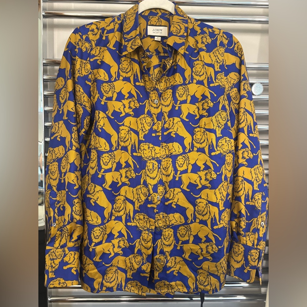 J. Crew Blue and Gold Lion Print Shirt & pants!